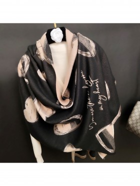 Super Soft Reversible Cashmere Feeling Heart Design Scarf